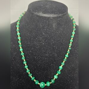 Vintage malachite graduated bead necklace